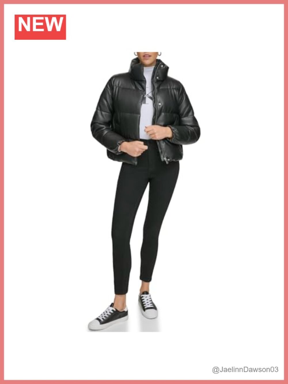 Cropped Puffer Jacket Faux Leather Quilted Zip Up